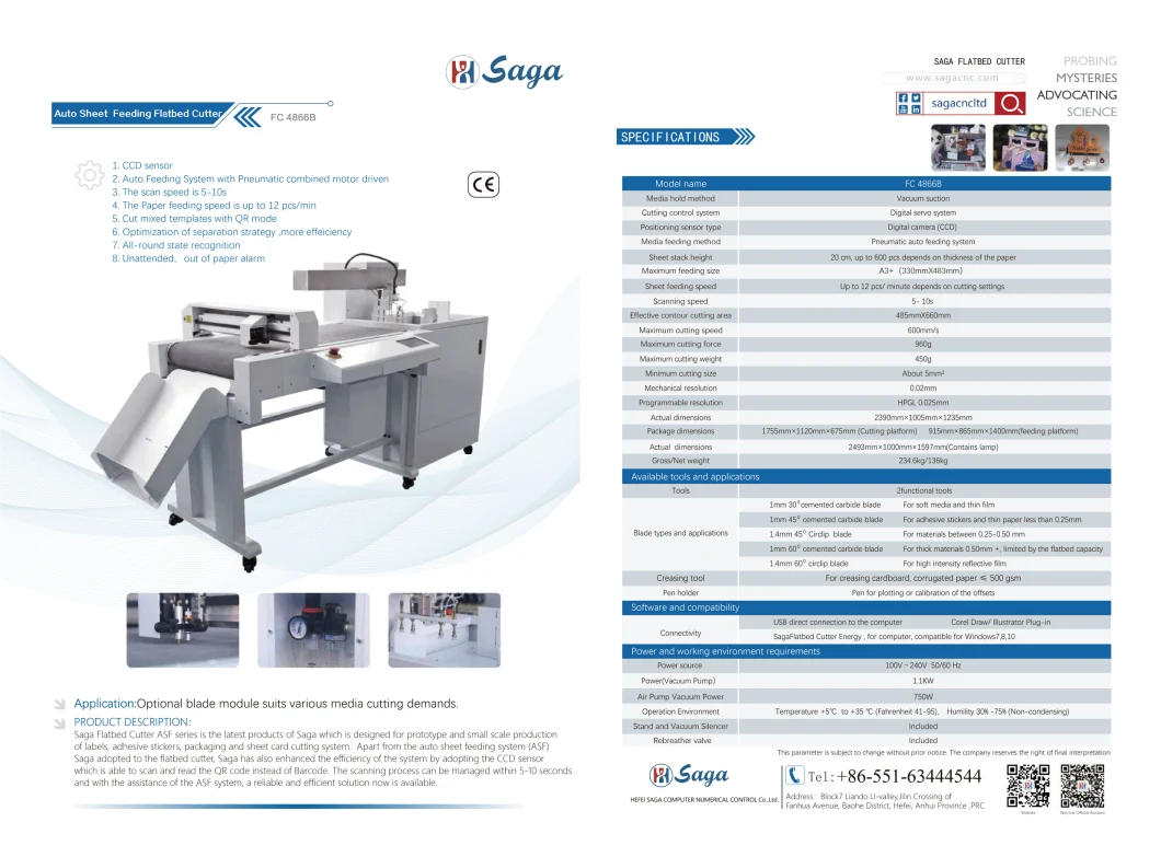 CCD Digital Camera Pneumatic Auto Feeding System Contour Cutting Machine/Sheet Die Cutter