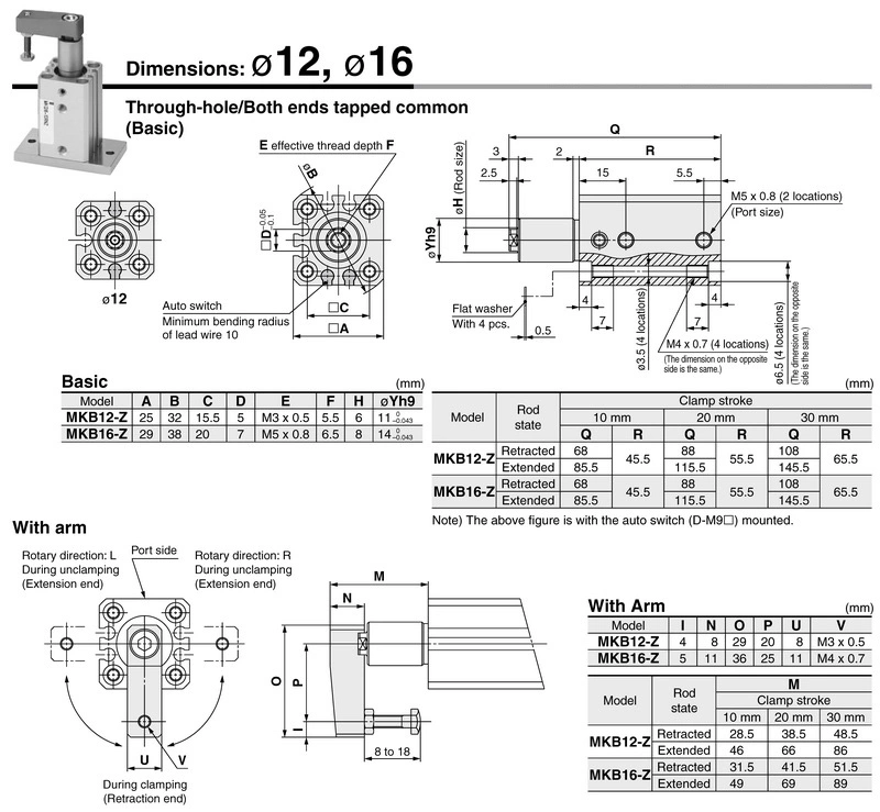 Series Mk by SMC Type Clamping Cylinder/Mk Rotary Aluminium Cylinder